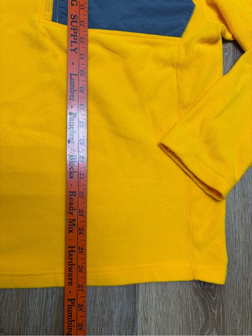 The North Face Men’s Yellow Fleece Zip Pullover with Gray Chest Pocket